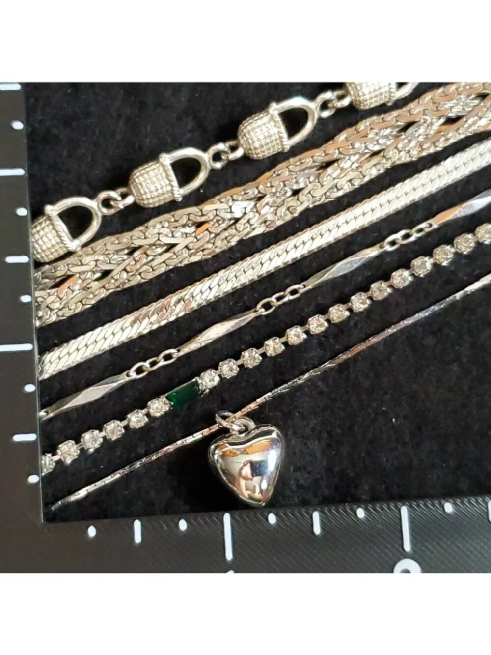 Silver Tone Bracelet Lot of 6 Chain Basket Heart 6.5-7.5